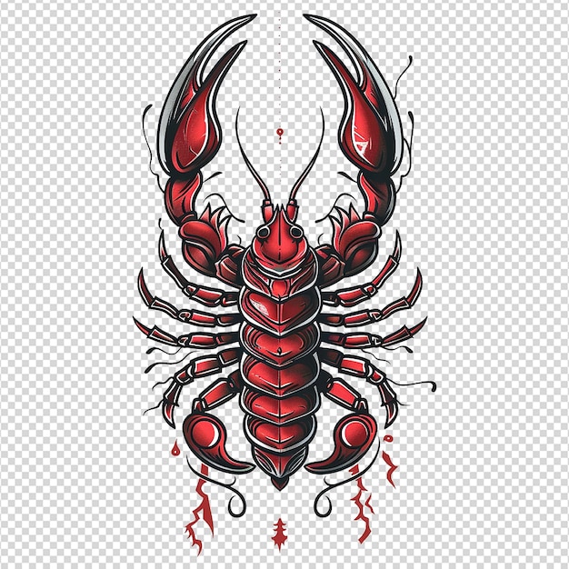 PSD un tatouage de scorpion sur un fond transparent