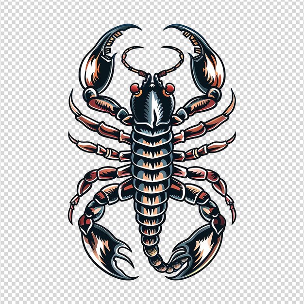 PSD tatuaje de escorpión en fondo transparente