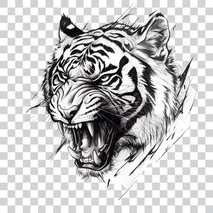 tatuaje de un tigre aislado en un fondo transparente