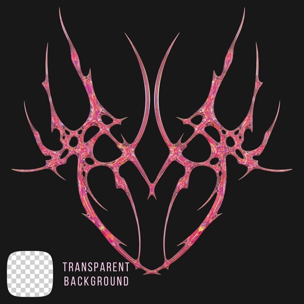 Tatuaje tribal de vidrio de dispersión Psd forma abstracta renderización 3D en fondo transparente