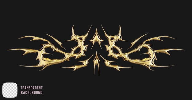 Tatuajes tribales abstractos de oro y metal 3D