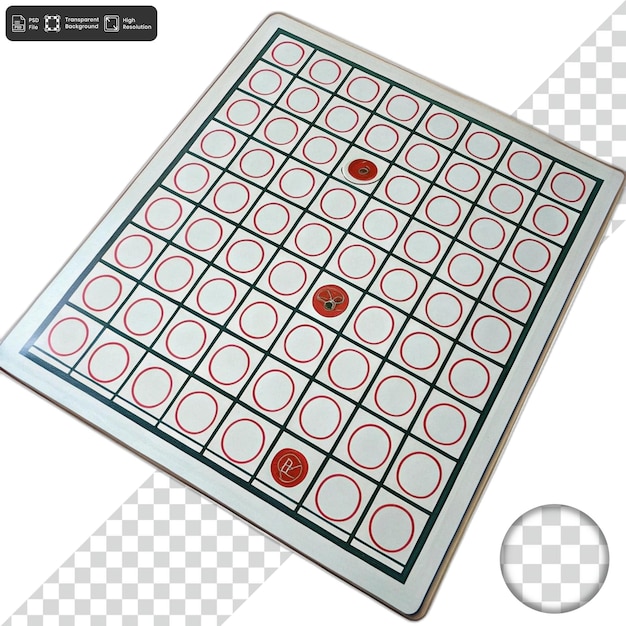 Tavola di gioco con cerchi rossi e linee di griglia verdi