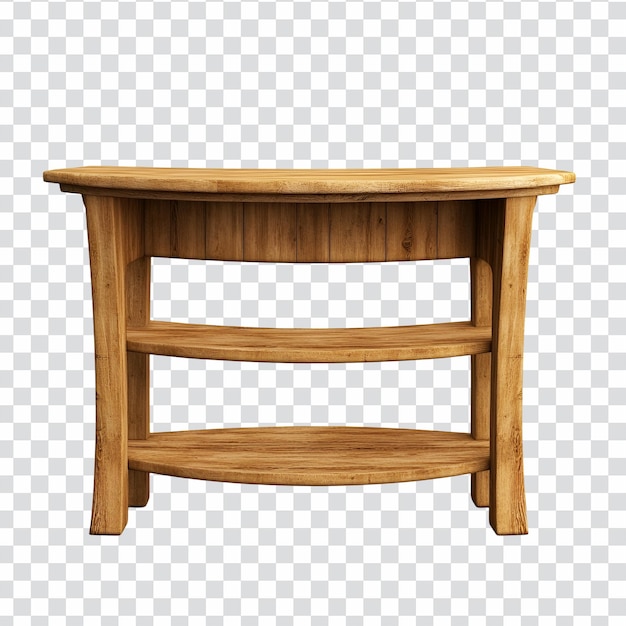 Tavolo a console in legno rustico a tre scaffali curvo in legno massiccio