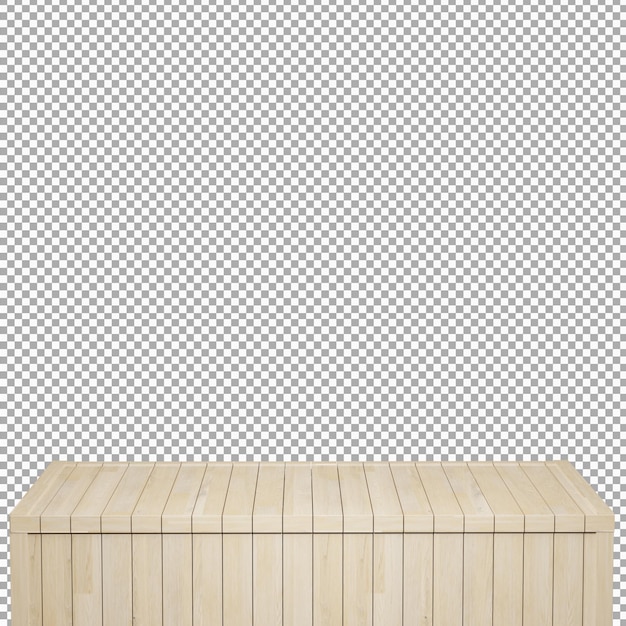 Tavolo in legno realistico Scheda in legno vista frontale superiore 3d rendering isolato