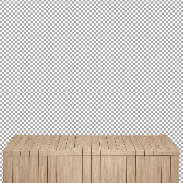 Tavolo in legno realistico Scheda in legno vista frontale superiore 3d rendering isolato