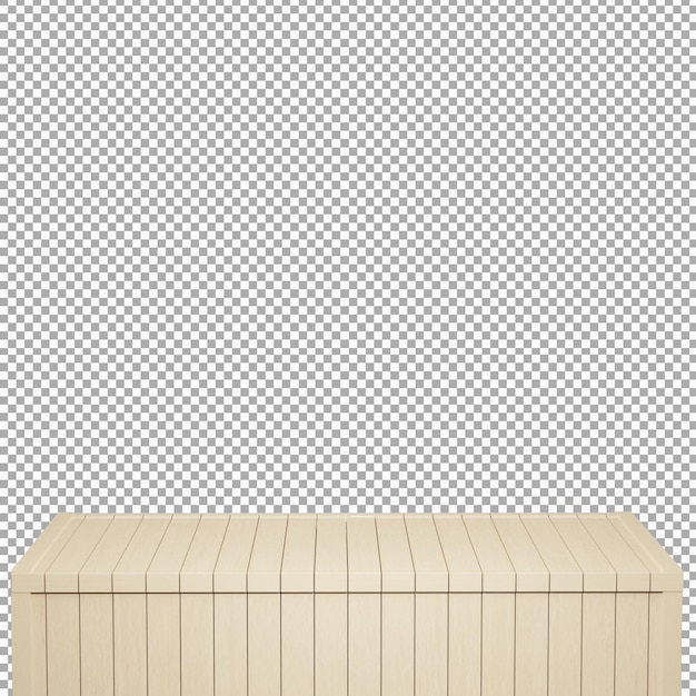 Tavolo in legno realistico Scheda in legno vista frontale superiore 3d rendering isolato