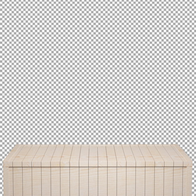 Tavolo in legno realistico Scheda in legno vista frontale superiore 3d rendering isolato