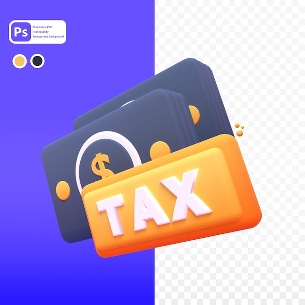 Tax2 in 3D-Render für grafische Asset-Webpräsentationen oder andere