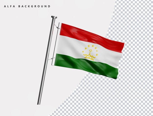 Tayikistán bandera de alta calidad en render 3d realista