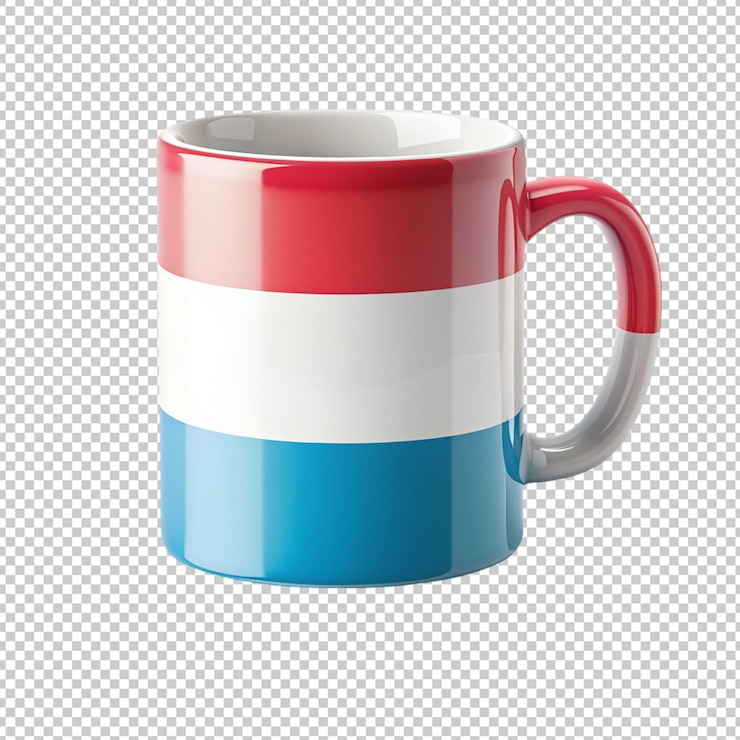 PSD taza de la bandera de luxemburgo sobre un fondo transparente
