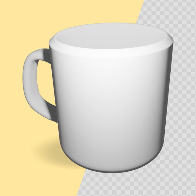 PSD una taza blanca con un fondo amarillo.