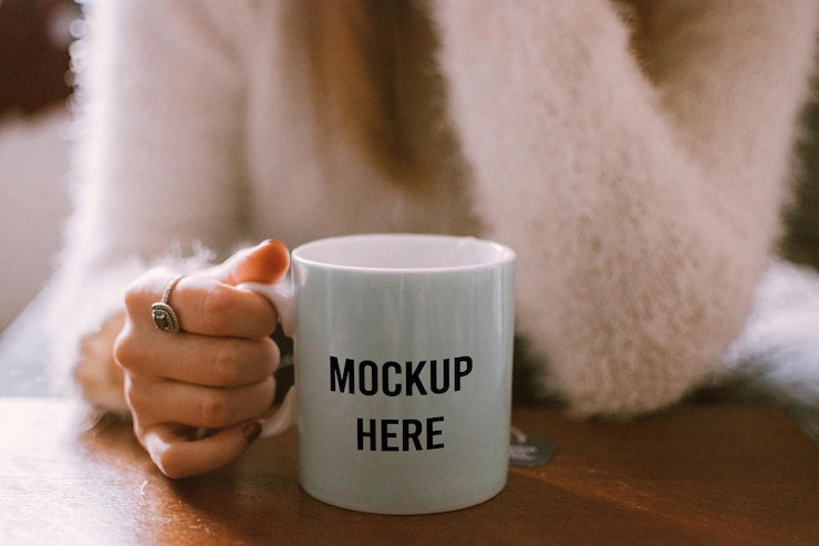 PSD una taza blanca con la palabra scup aquí aquí aquí aquí aqui aquí aquí aquí