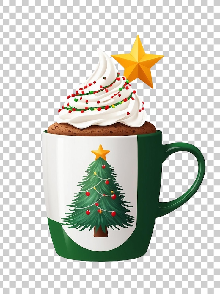 PSD una taza de café con un árbol de navidad en ella