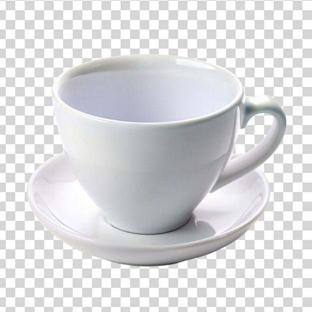 PSD taza de café blanca vacía en un fondo transparente