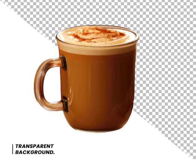 Taza de café capuchino con fondo transparente