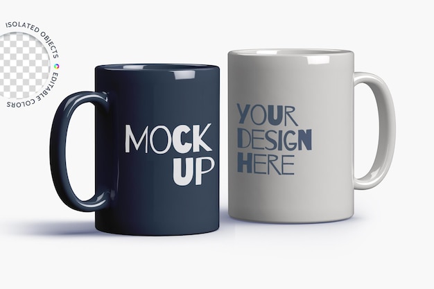 Taza de café de cerámica taza maqueta merchandising etiqueta negocio corporativo diseño de impresión aislado