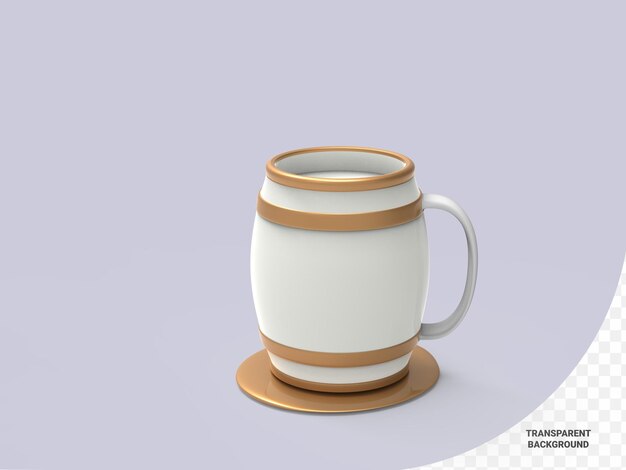 Taza de café y cerveza de madera 3d