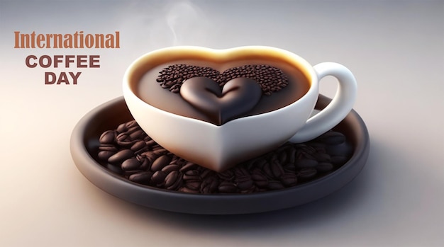 PSD una taza de café con un corazón dibujado en ella