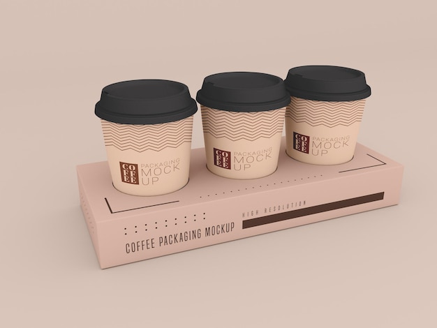 Taza de café desechable con modelo de caja