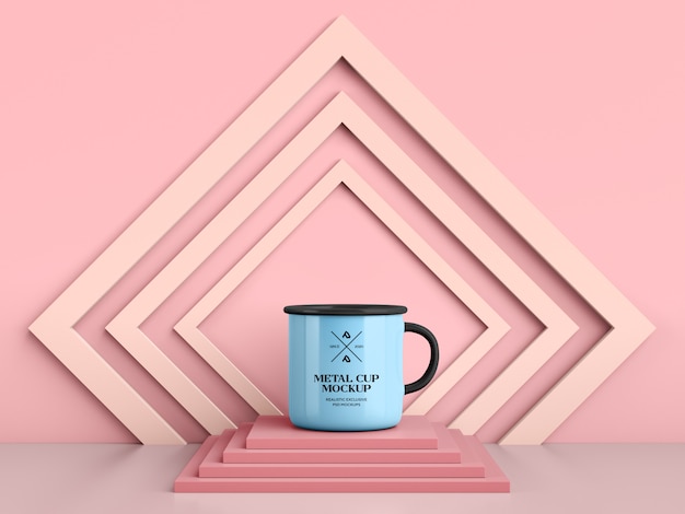 Taza de café esmaltada Maqueta de taza