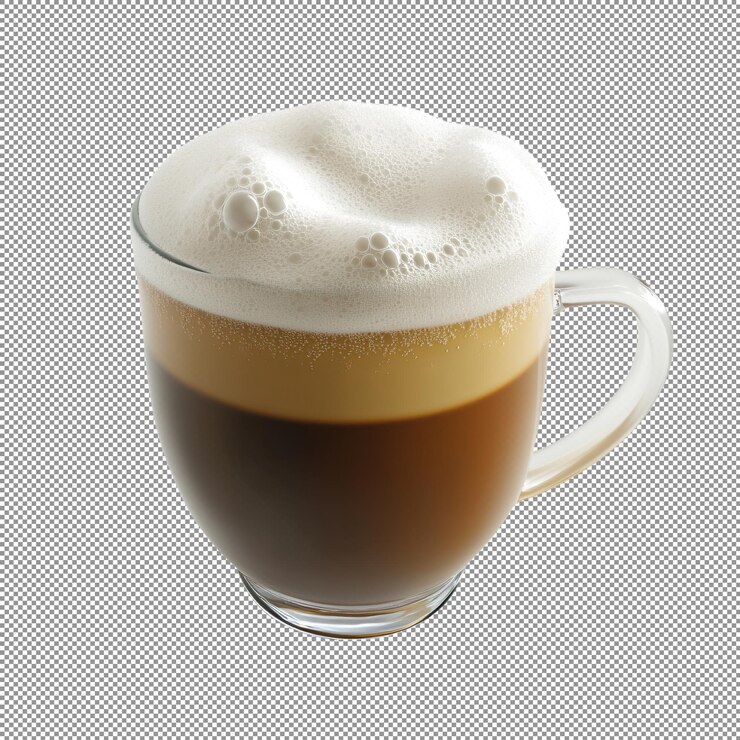 PSD una taza de café con espuma espumosa
