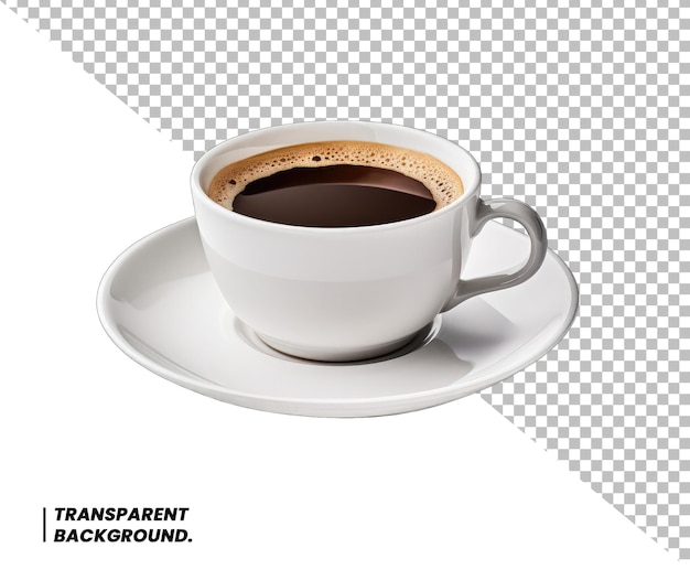 Taza de café con fondo transparente.