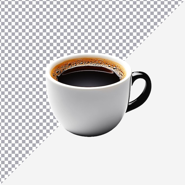 Taza de café con ilustración de crema batida sobre un fondo blanco
