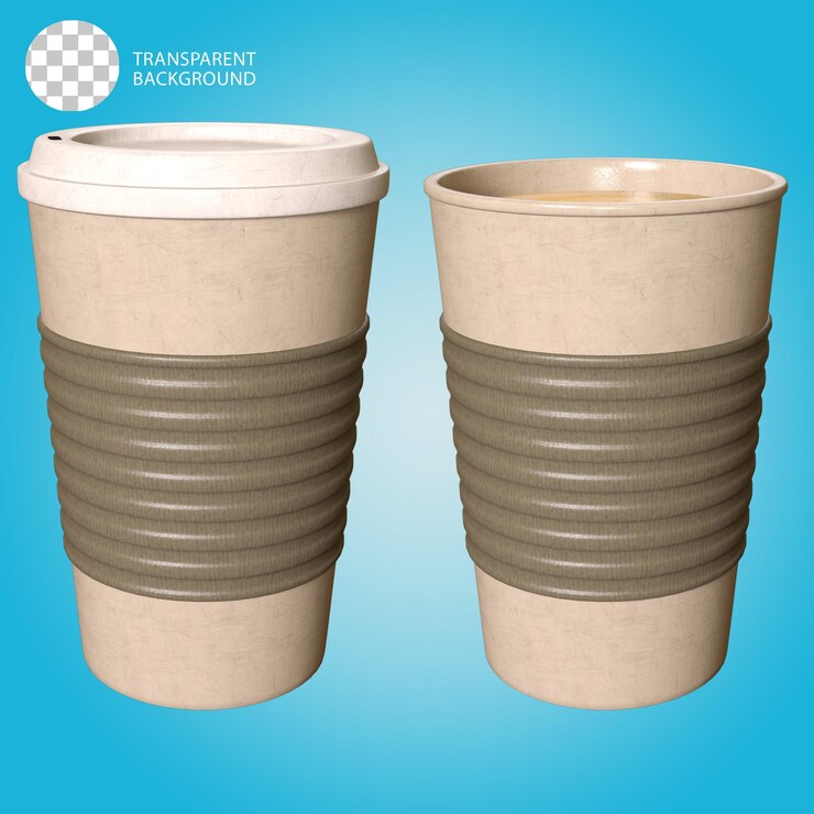 PSD taza de café para llevar aislada ilustración renderizada en 3d