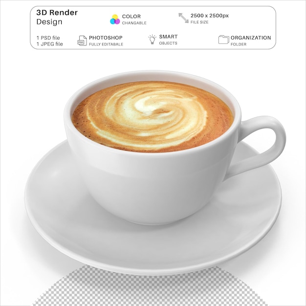 Taza de café Modelado en 3D Archivo PSD Taza de café realista