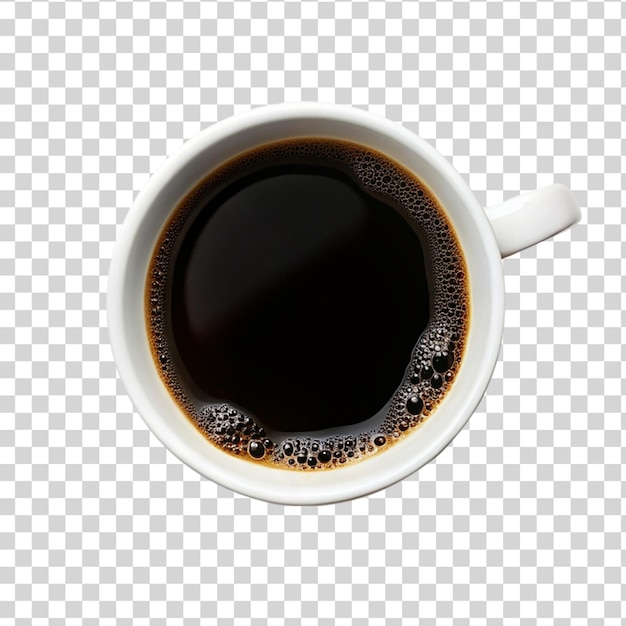 PSD taza de café negro aislada sobre un fondo transparente vista superior