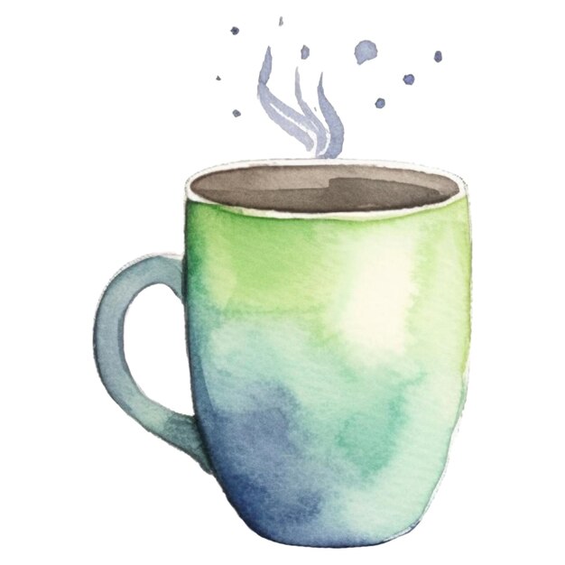 PSD taza de café pintada en acuarela, elemento de diseño dibujado a mano aislado sobre un fondo transparente