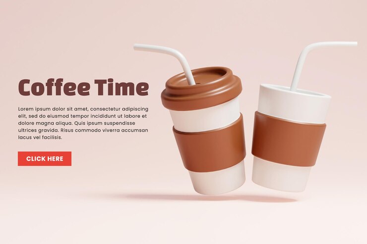 PSD taza de café realista en 3d o plantilla de maqueta de café de estilo diferente en 3d