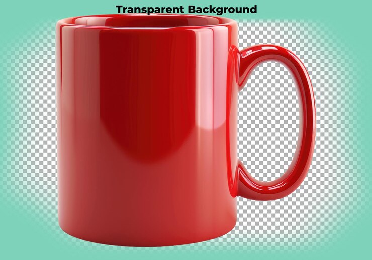 PSD taza de café roja aislada sobre un fondo transparente