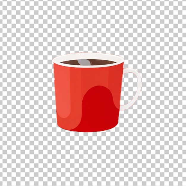 PSD taza de café roja con vapor en diseño plano