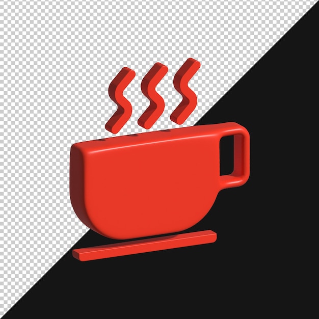 Taza de café rojo 3D con vapor