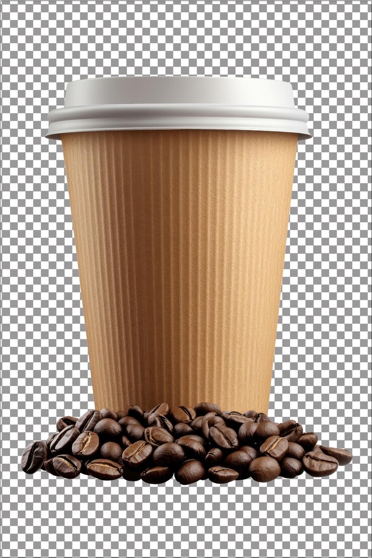 Taza de café Taza típicamente utilizada para servir bebidas de café calientes Hiperrealista plana blanca aislada