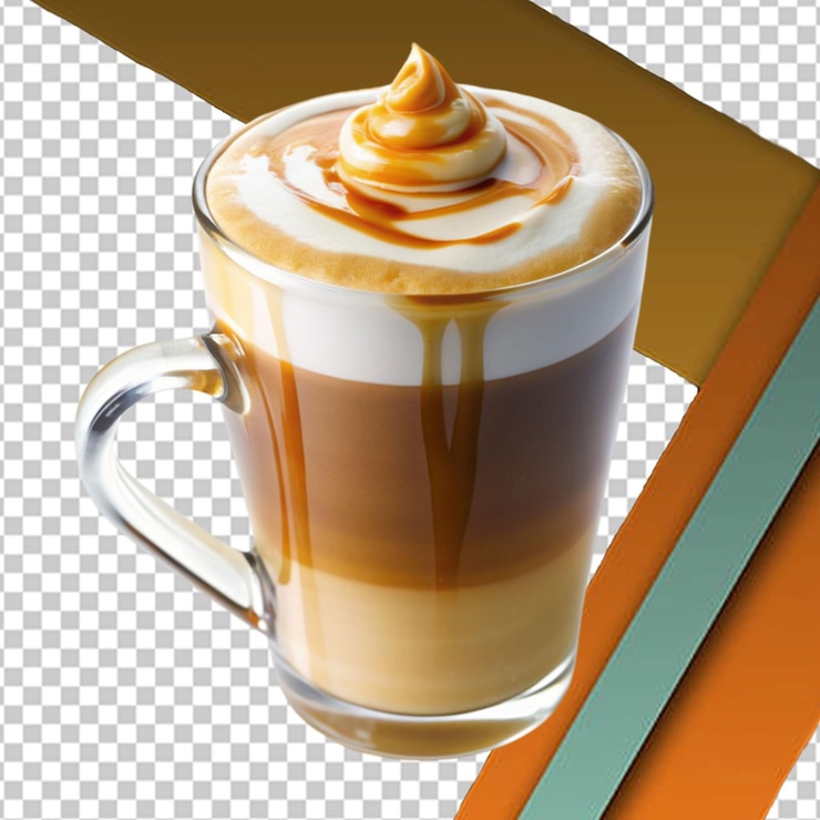 PSD una taza de capuchino con el fondo transparente