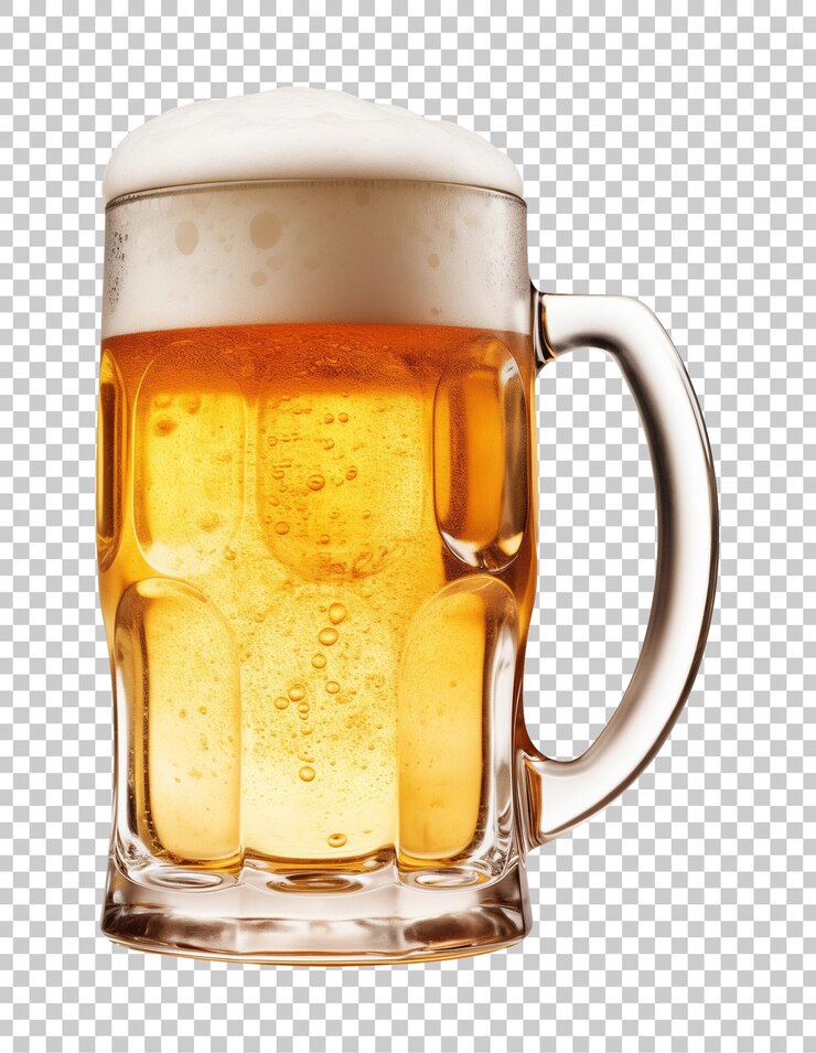 PSD una taza de cerveza aislada sobre un fondo transparente