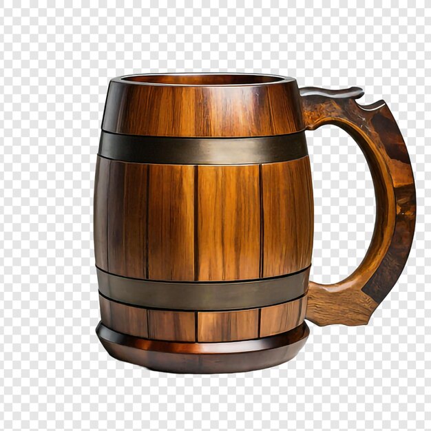 PSD una taza de cerveza de madera png aislada sobre un fondo transparente psd