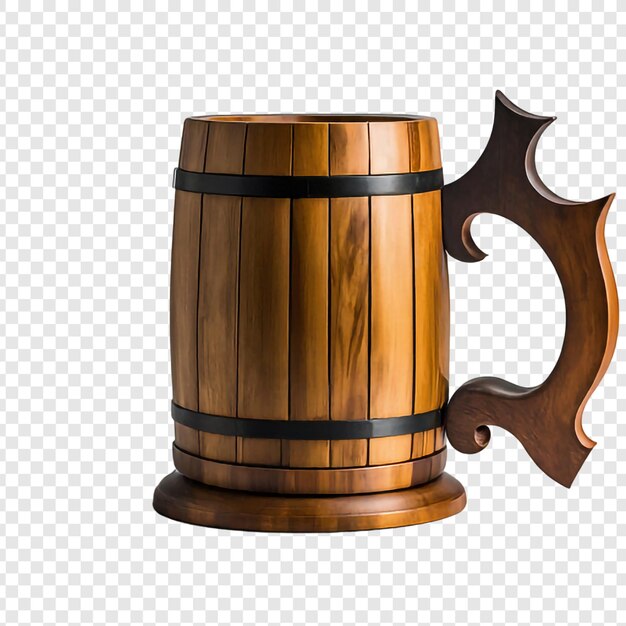 PSD una taza de cerveza de madera png aislada sobre un fondo transparente psd