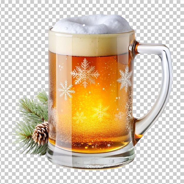PSD taza de cerveza tema de invierno en un fondo transparente