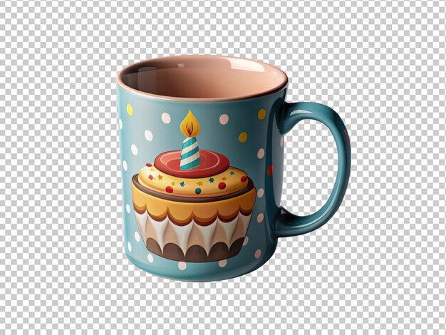 PSD taza con el concepto de feliz cumpleaños