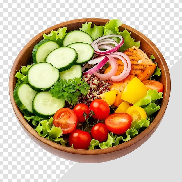 Taza de salada verde transparente e saudável isolada em fundo branco