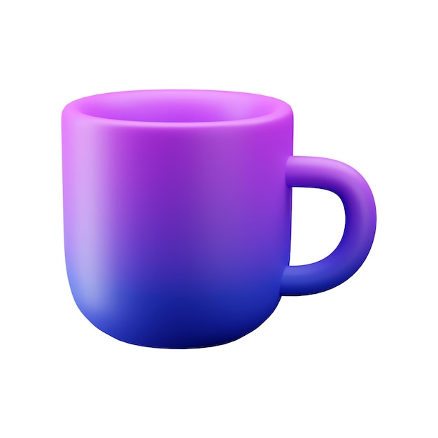 Taza de degradado 3d render ilustración aislada transparente