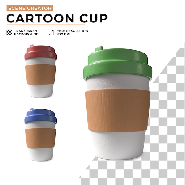 Taza desechable de dibujos animados 3D para la creación de paisajes