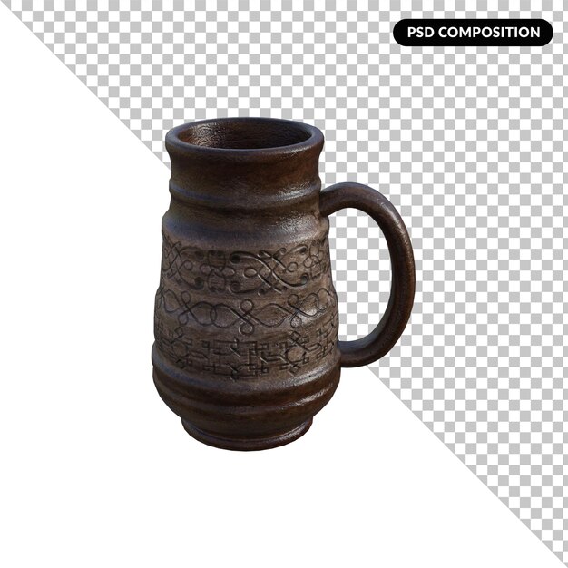 PSD una taza con un diseño aislado renderizado 3d