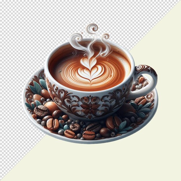Una taza de espresso aislada en un fondo transparente