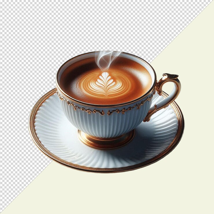 Una taza de espresso aislada en un fondo transparente