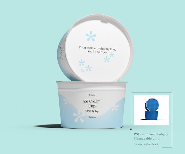 PSD taza de helado 3d mock up