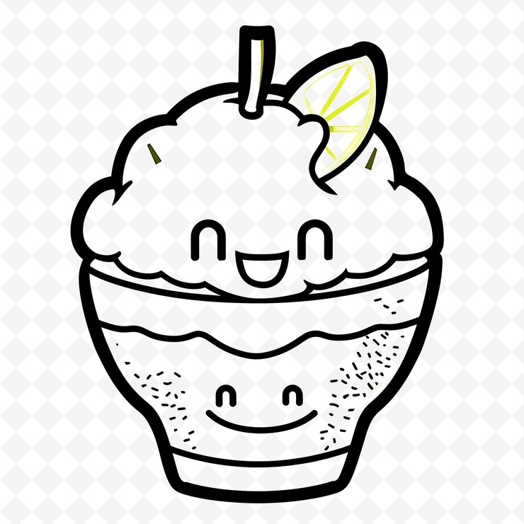 PSD una taza de helado con una cara sonriente en él